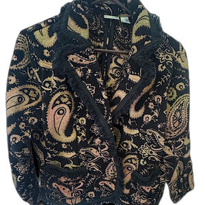 Chico's Black and Gold paisley blazer with fringe size 16 (Chico's size 3)